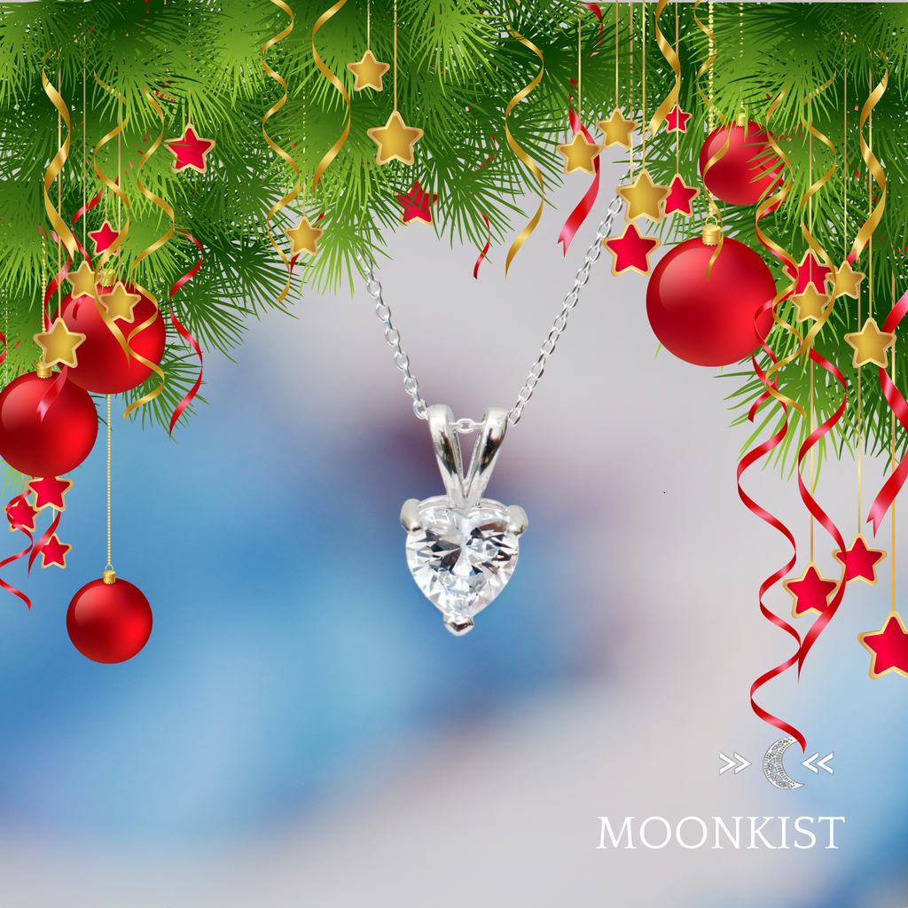 Dainty Clear CZ Heart Necklace | Moonkist Designs