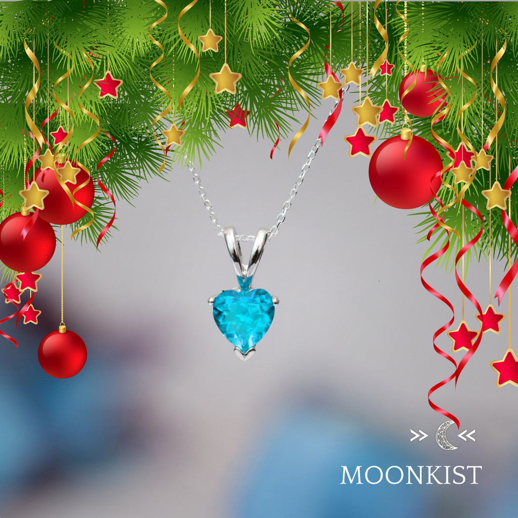 Dainty Blue Topaz CZ Heart Necklace | Moonkist Designs