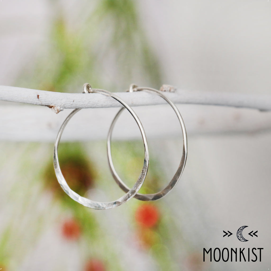 Simple Sterling Silver Hammered Hoop Earrings | Moonkist Designs