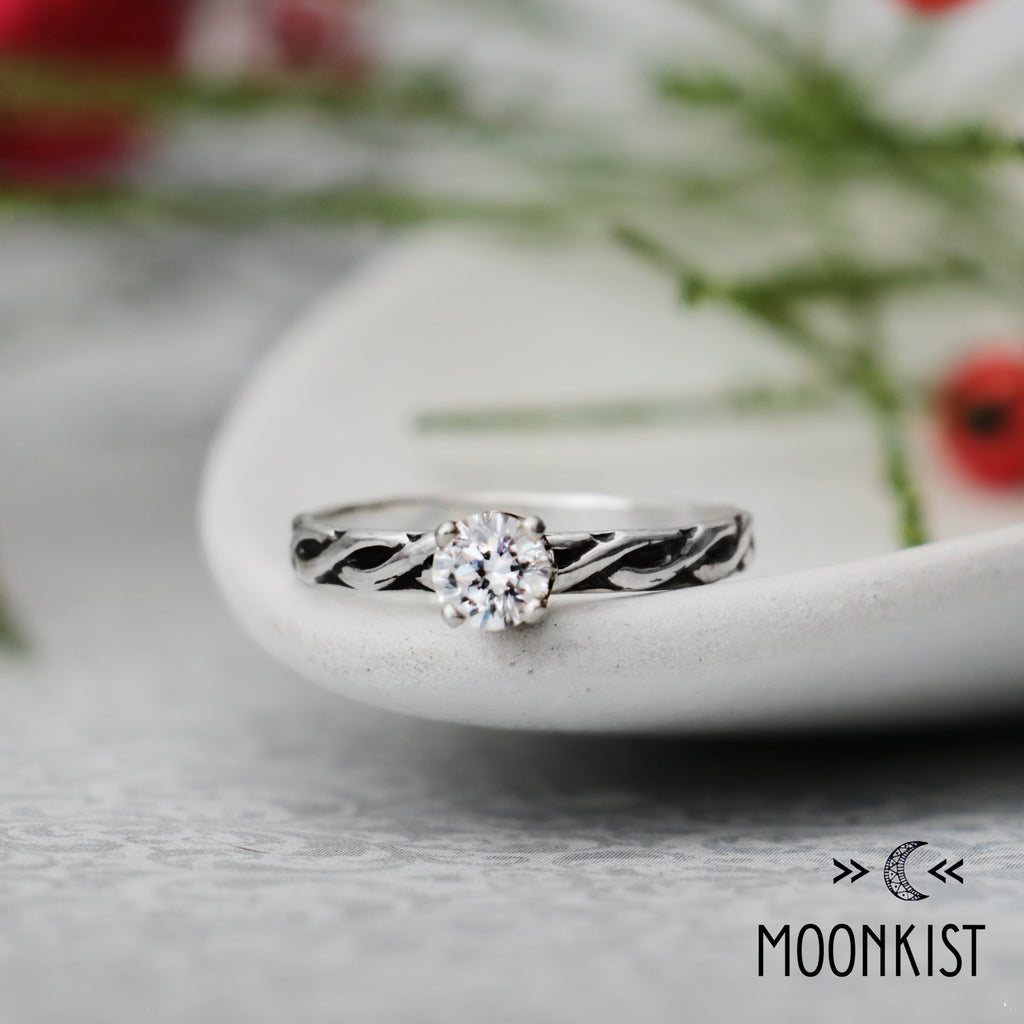 White Sapphire Celtic Knot Engagement Ring | Moonkist Designs