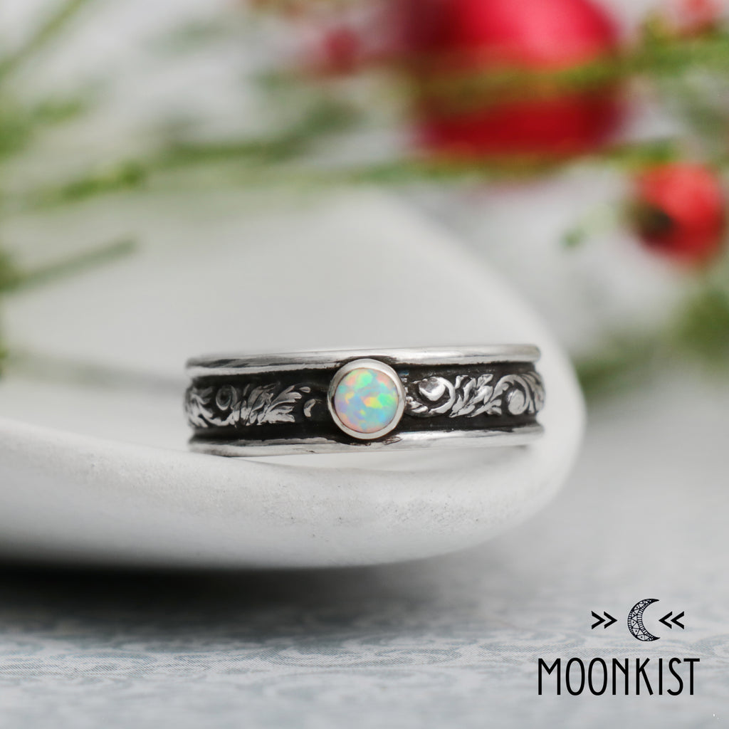 Sterling Silver Mens Opal Promise Ring | Moonkist Designs