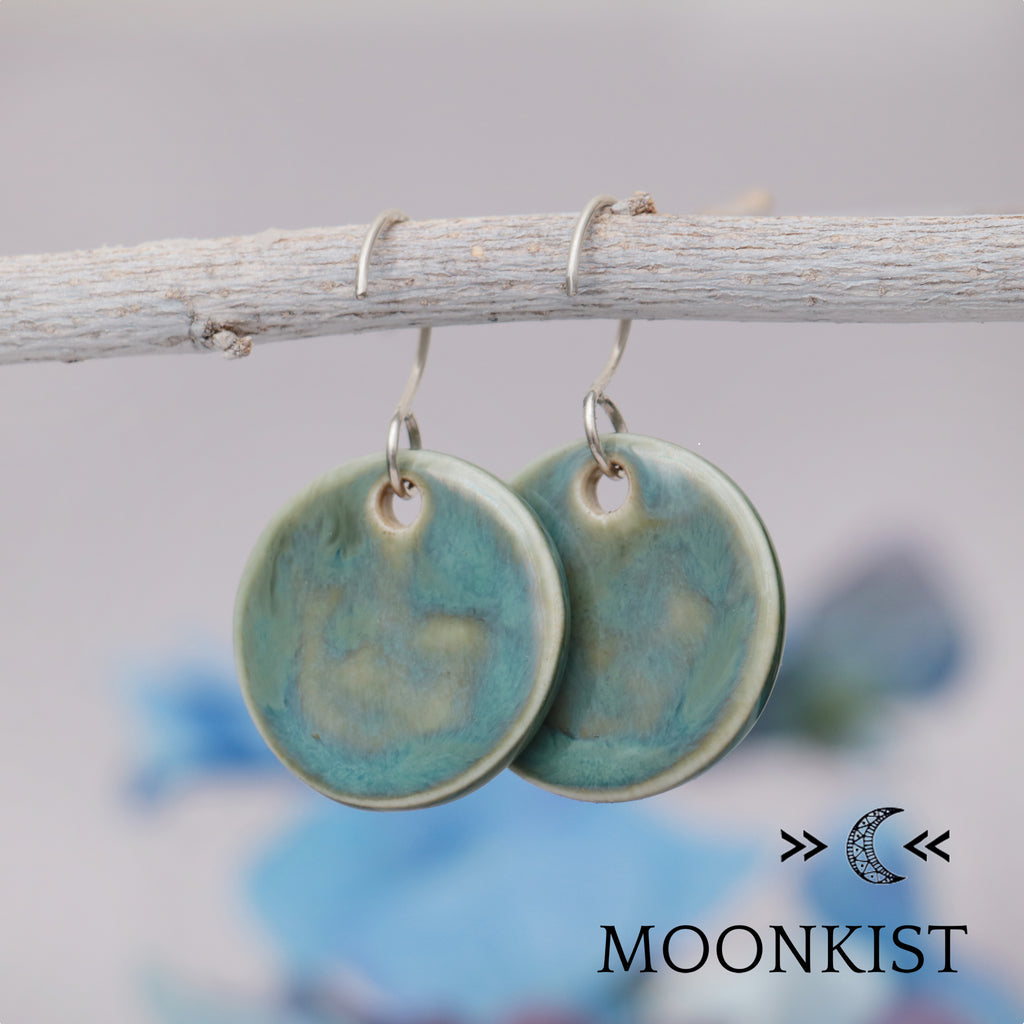 Sage Green Flower Ceramic Earrings | Moonkist Designs | Moonkist Designs