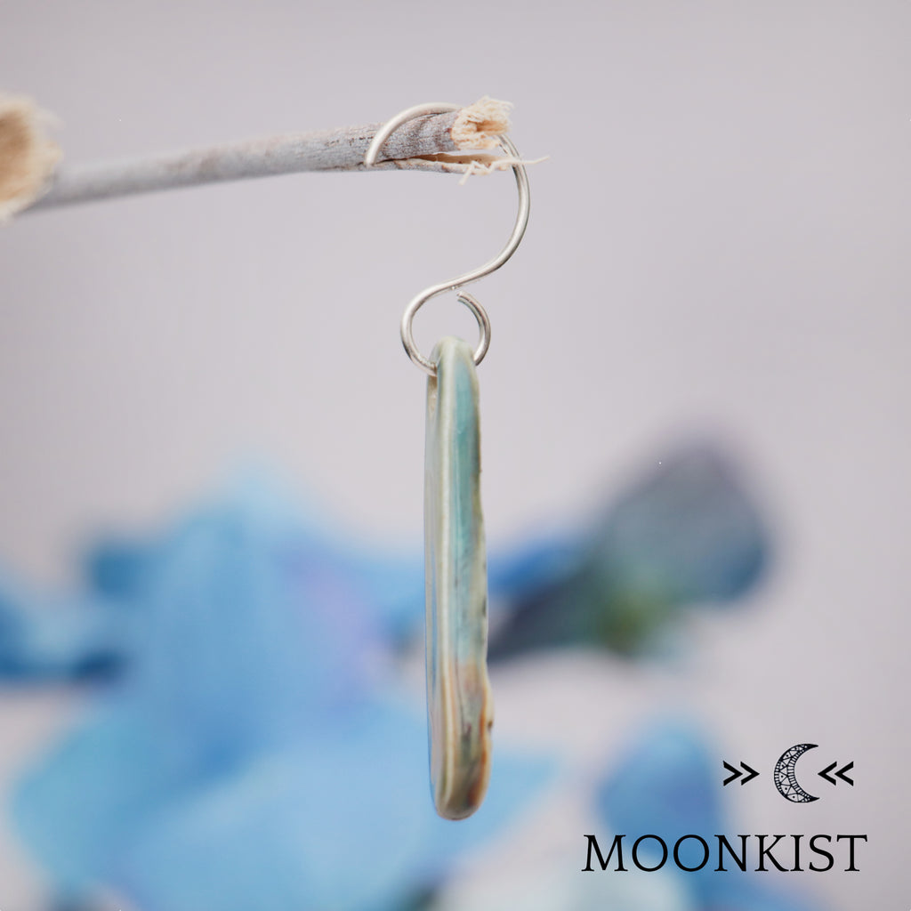 Round Teal Floral Ceramic Earrings | Moonkist Designs | Moonkist Designs