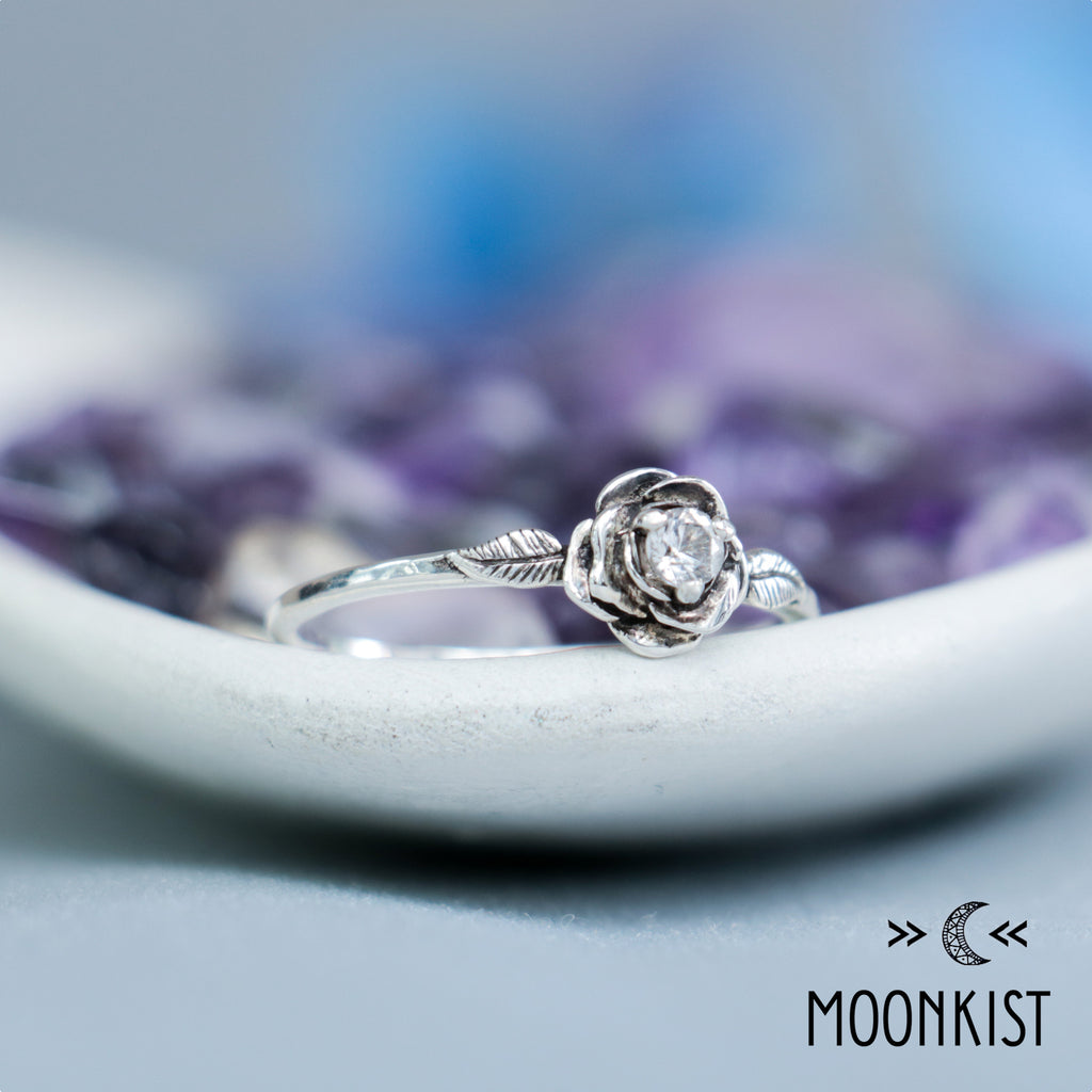 Sterling Silver Rose Engagement Ring | Moonkist Designs