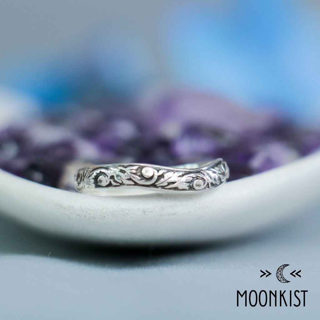Nature Inspired Silver Curved Wedding Band | Moonkist Designs