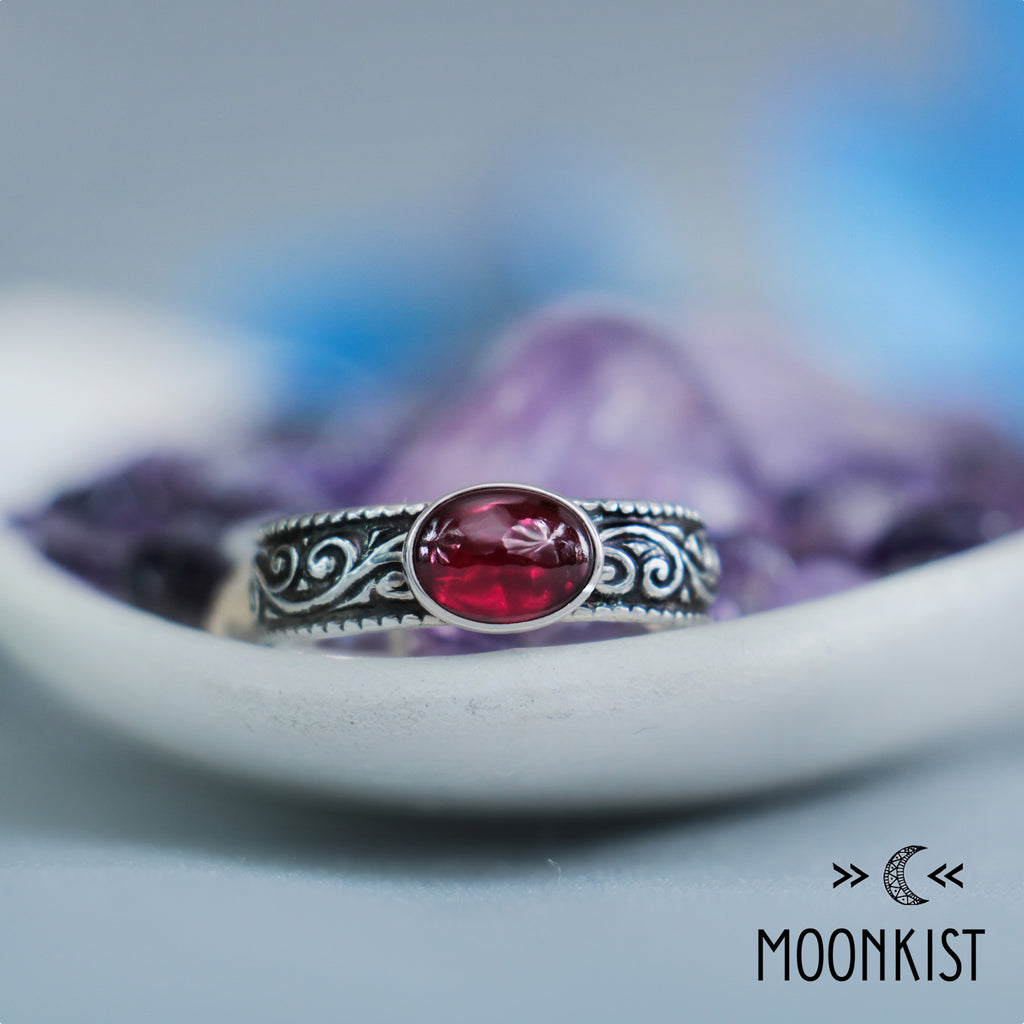 Romantic Silver Swirl East West Oval Promise Ring | Moonkist Designs