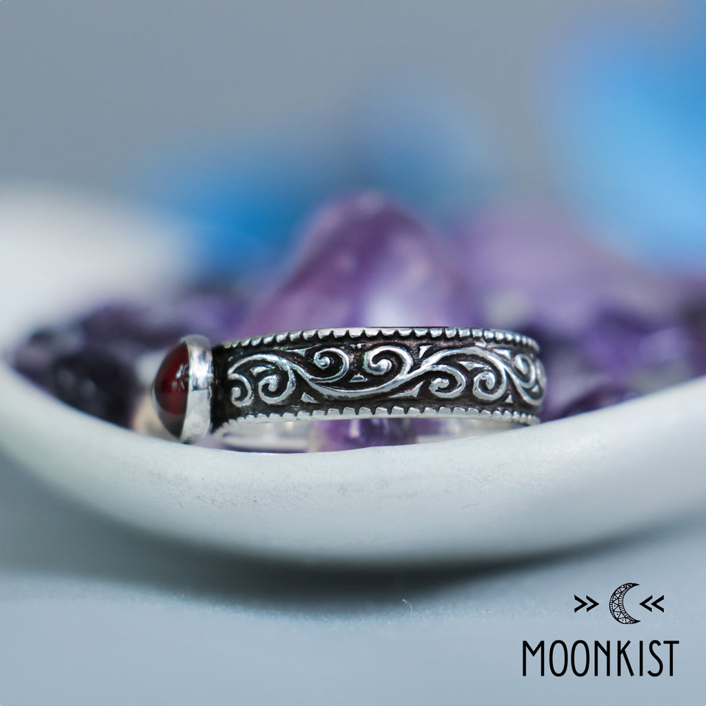 Romantic Silver Swirl East West Oval Promise Ring | Moonkist Designs