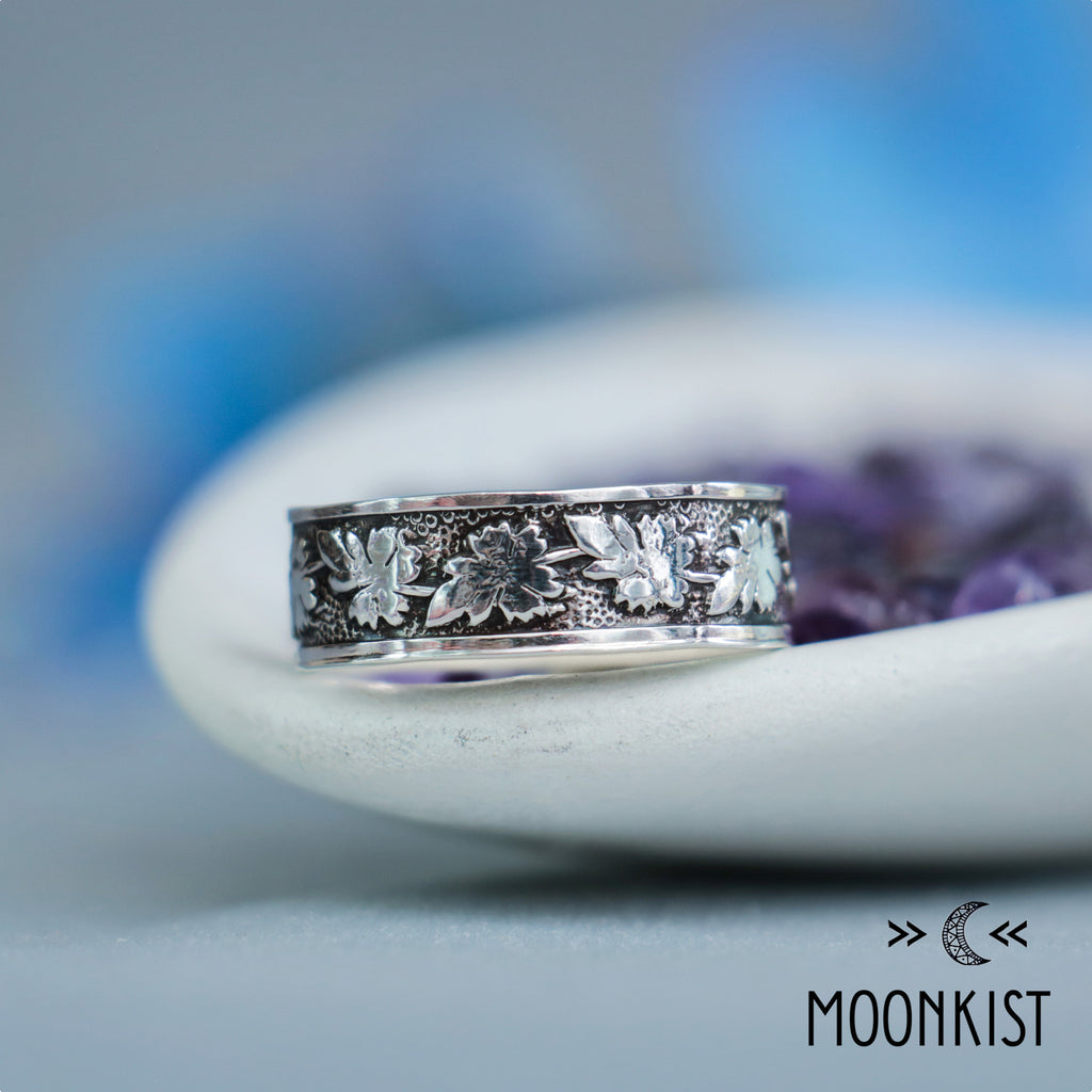 Silver Oak Leaf Druid Wedding Band | Moonkist Designs