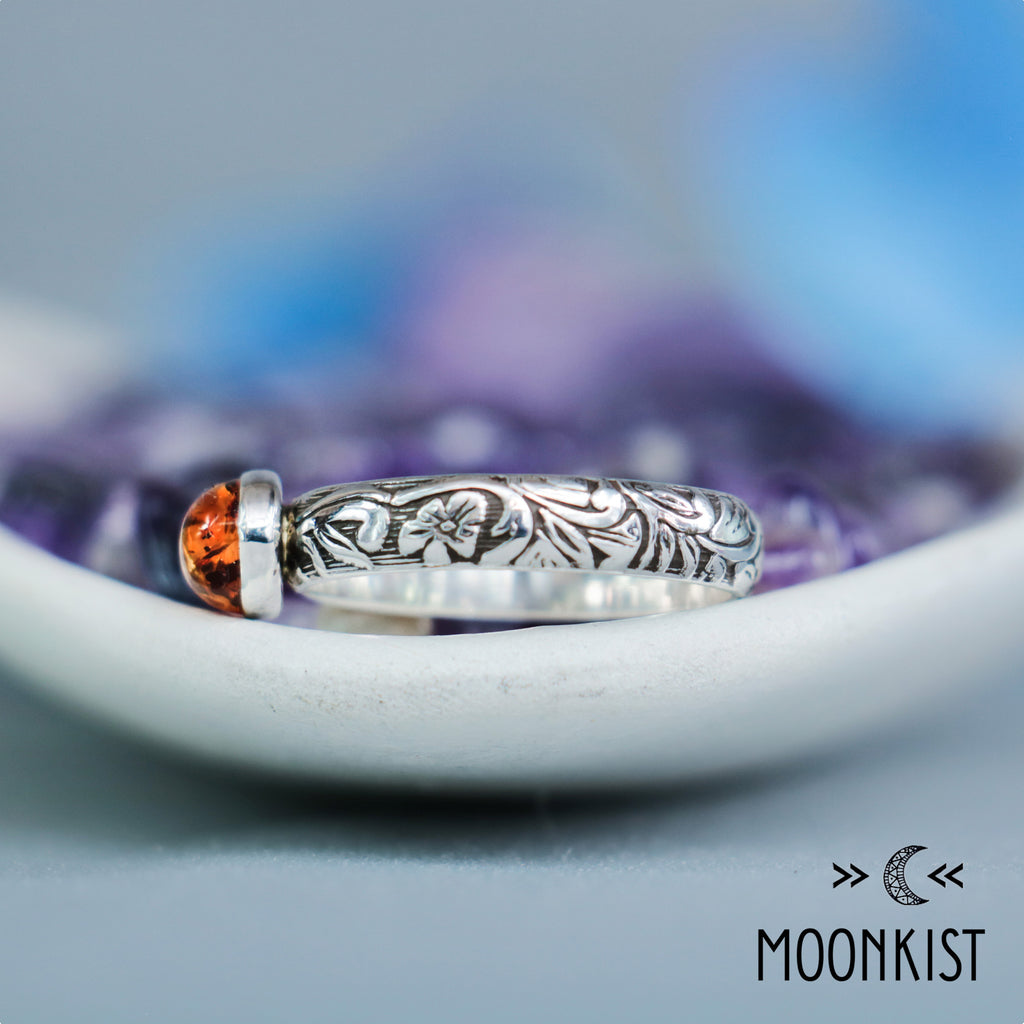 Silver Baltic Amber Oval Promise Ring for Her | Moonkist Designs