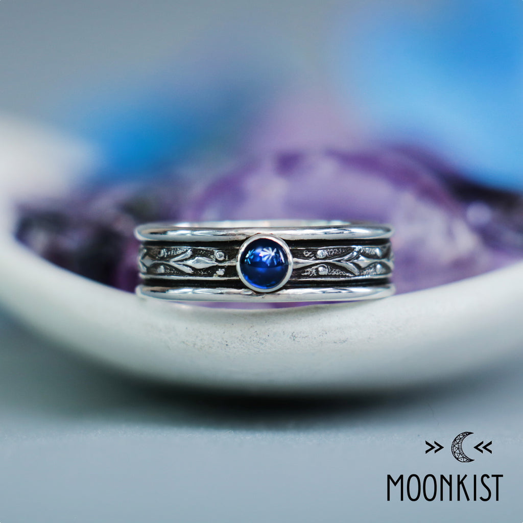 Silver Blue Sapphire Mens Engagement Ring | Moonkist Designs