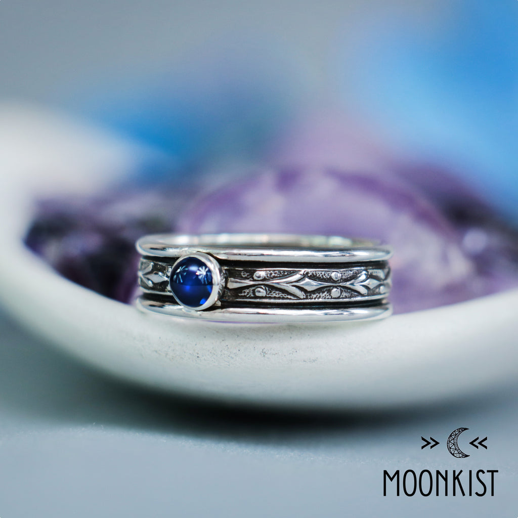 Silver Blue Sapphire Mens Engagement Ring | Moonkist Designs