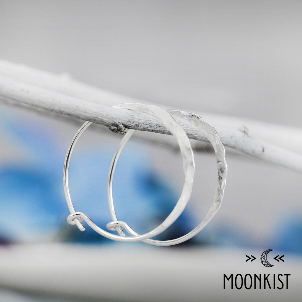 Simple Sterling Silver Hammered Hoop Earrings | Moonkist Designs