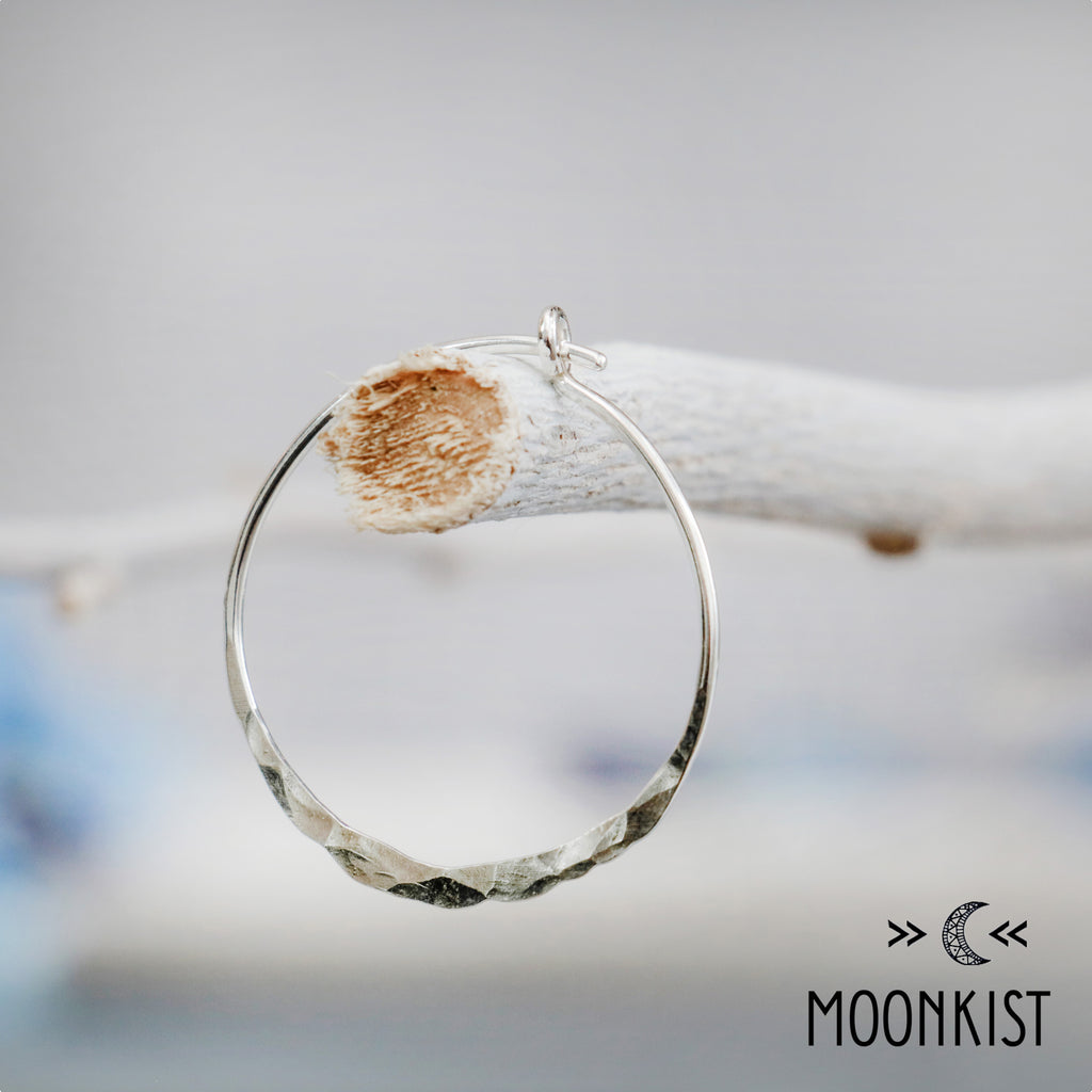 Simple Sterling Silver Hammered Hoop Earrings | Moonkist Designs