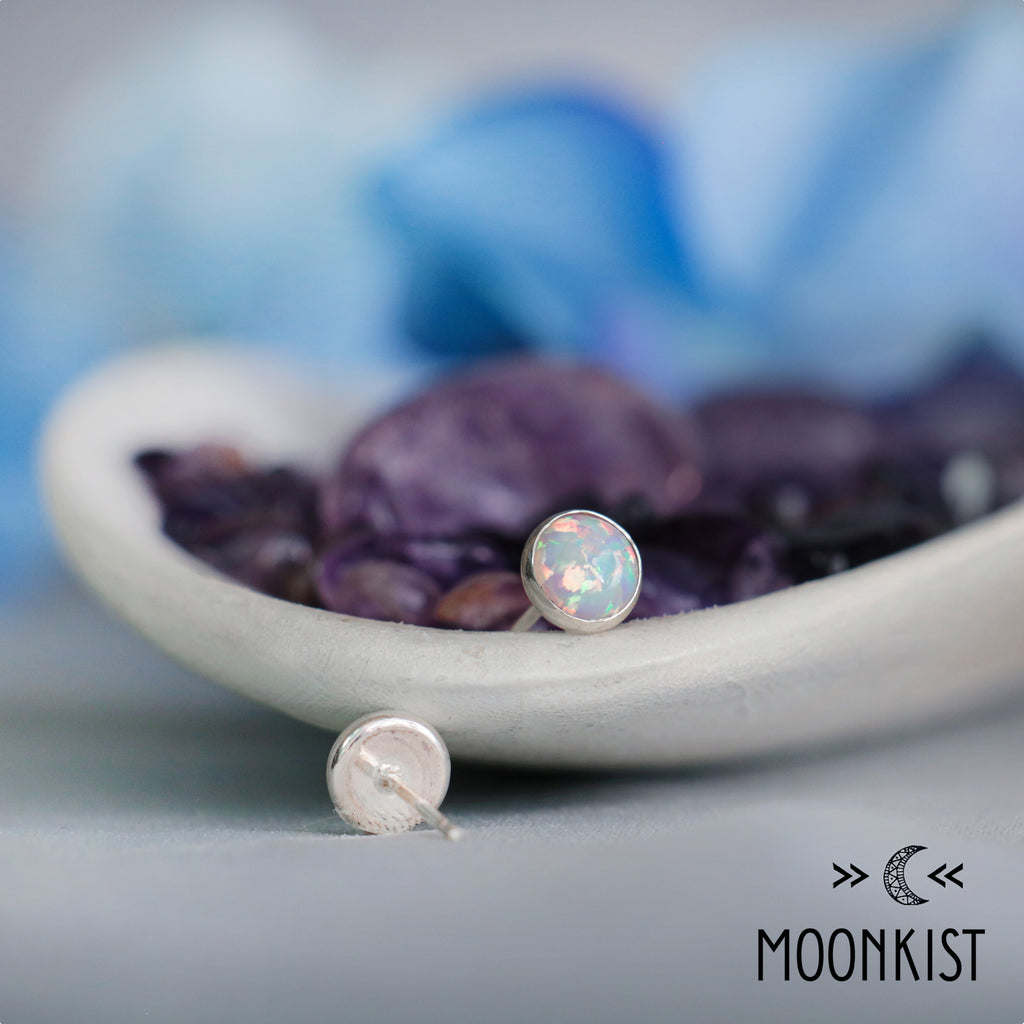 Opal Sterling Silver Small Stud Earrings | Moonkist Designs