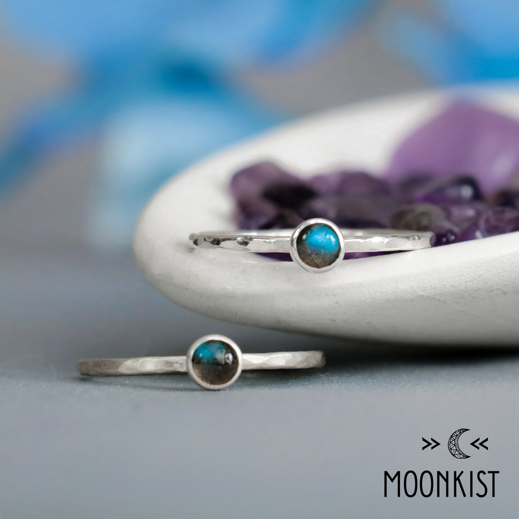 Dainty Silver Labradorite Pinky Ring | Moonkist Designs