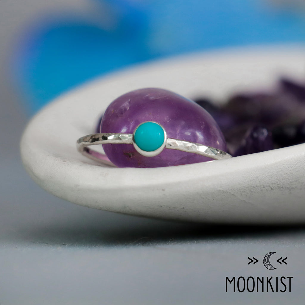 Dainty Silver Turquoise Pinky Ring | Moonkist Designs