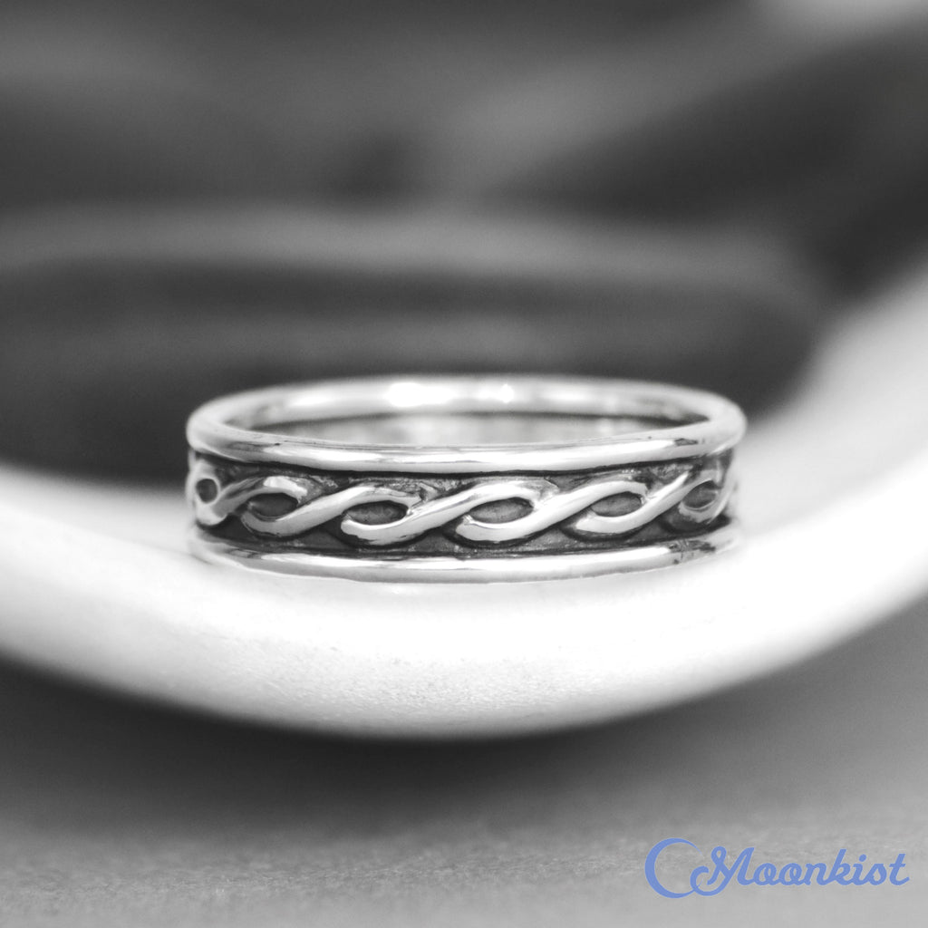 Celtic Mens Wedding Band 925 Sterling Silver| Moonkist Designs