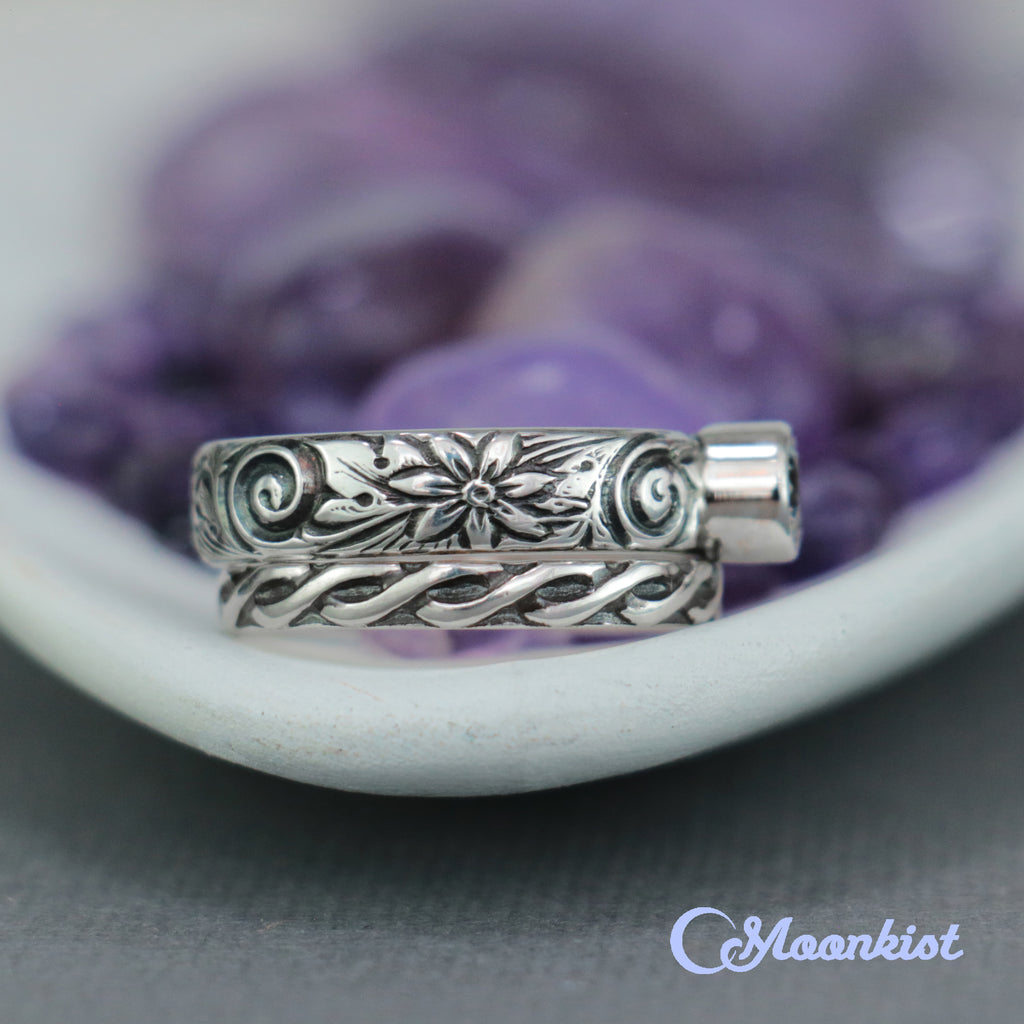 Celtic Spiral Wedding Ring Set with Endless Knot Wedding Band | Moonkist Designs