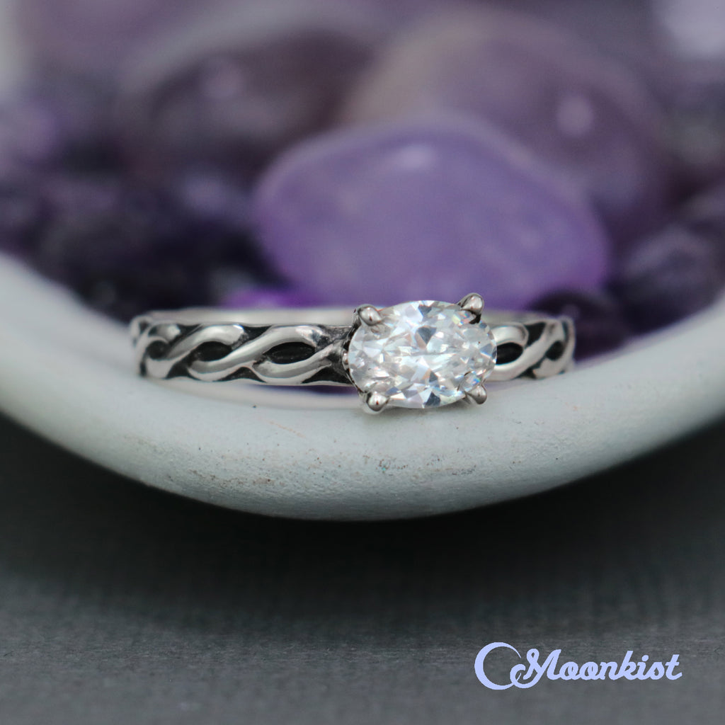 Sterling Silver Celtic Oval Engagement Ring  | Moonkist Designs | Moonkist Designs