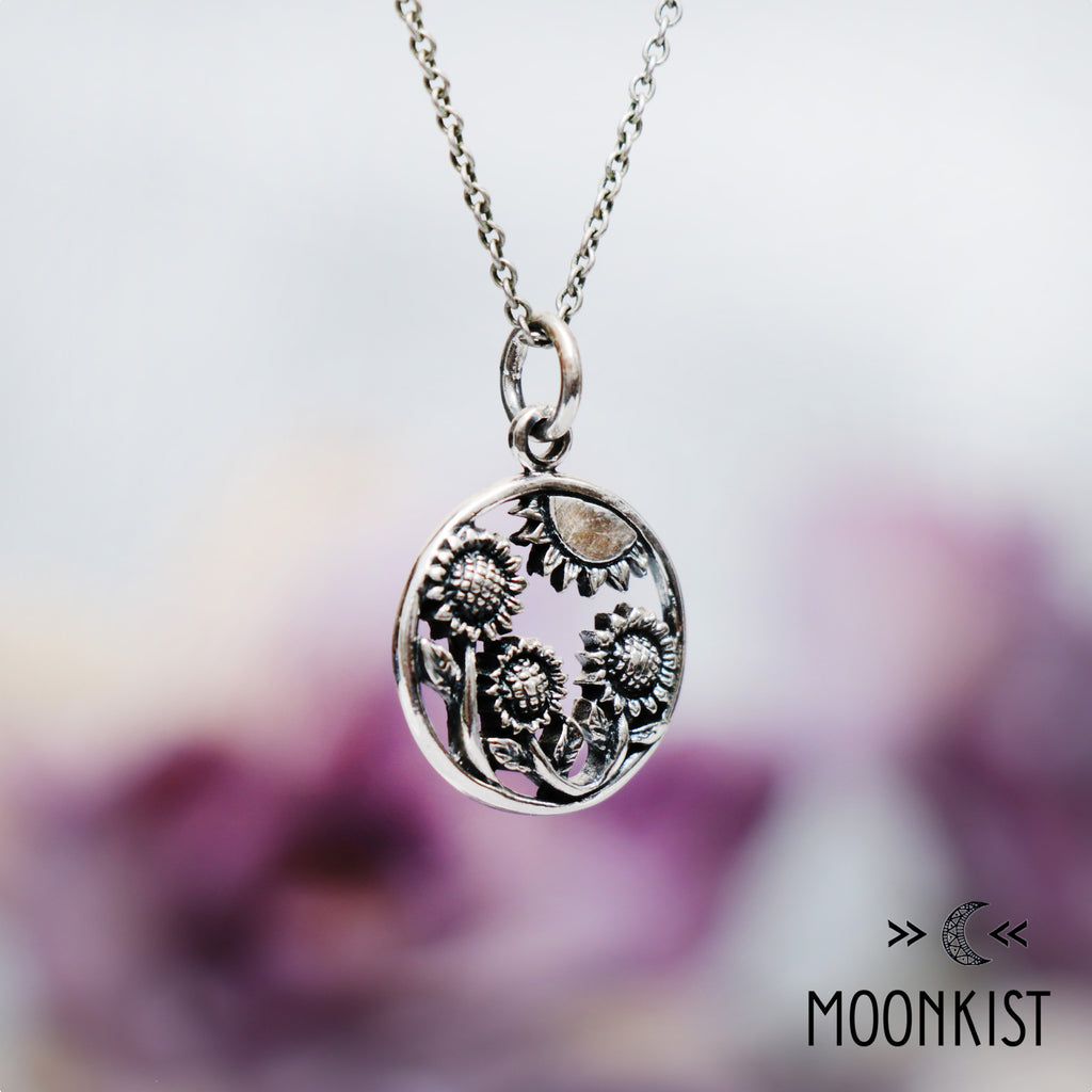 Sterling Silver Sun and Sunflower Pendant | Moonkist Designs