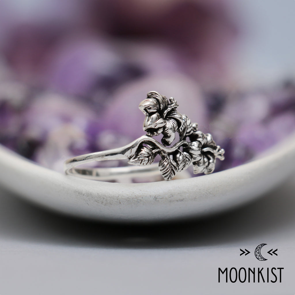Sterling Silver Flower and Ivy Leaf Ring | Moonkist Designs