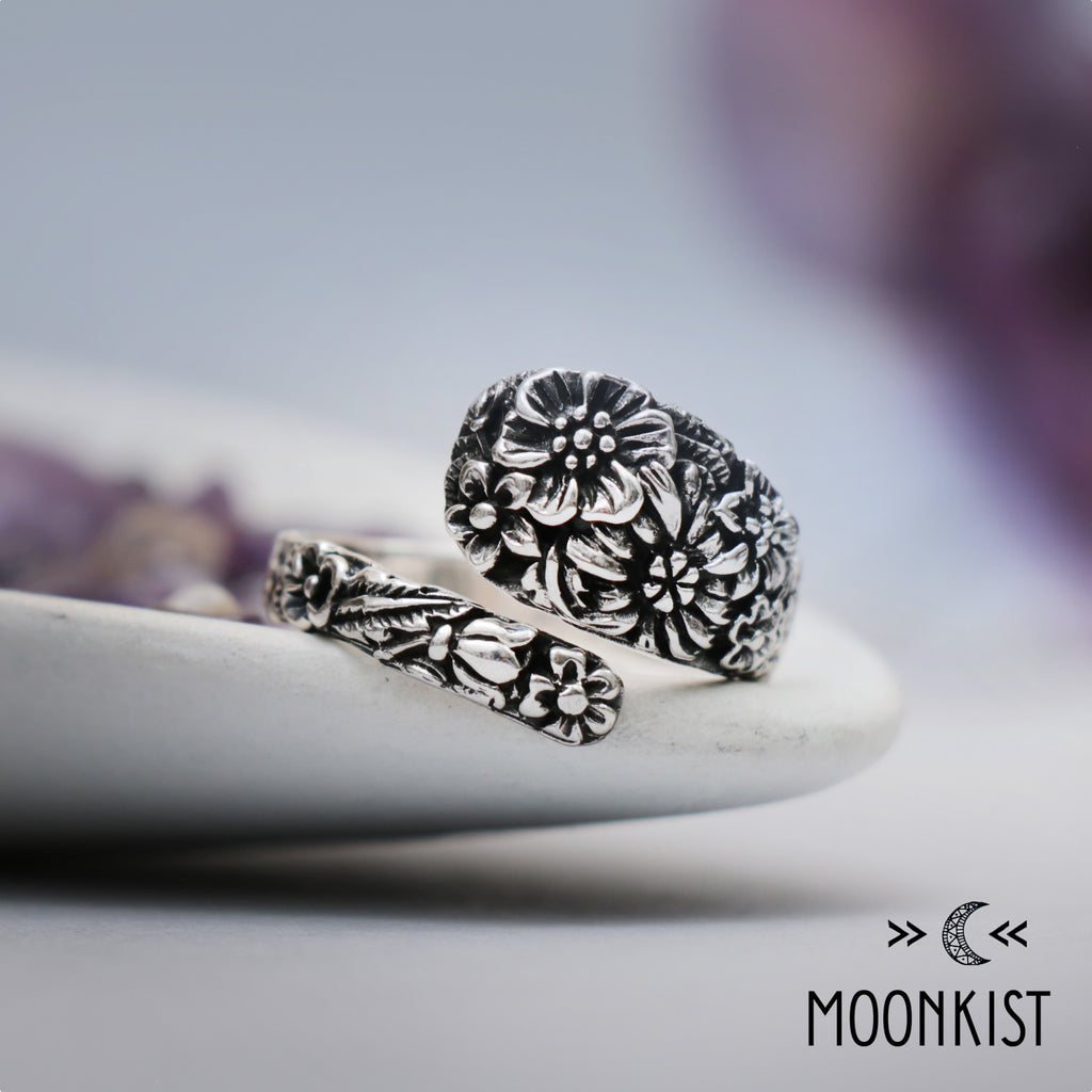 Sterling Silver Floral Spoon Ring | Moonkist Designs