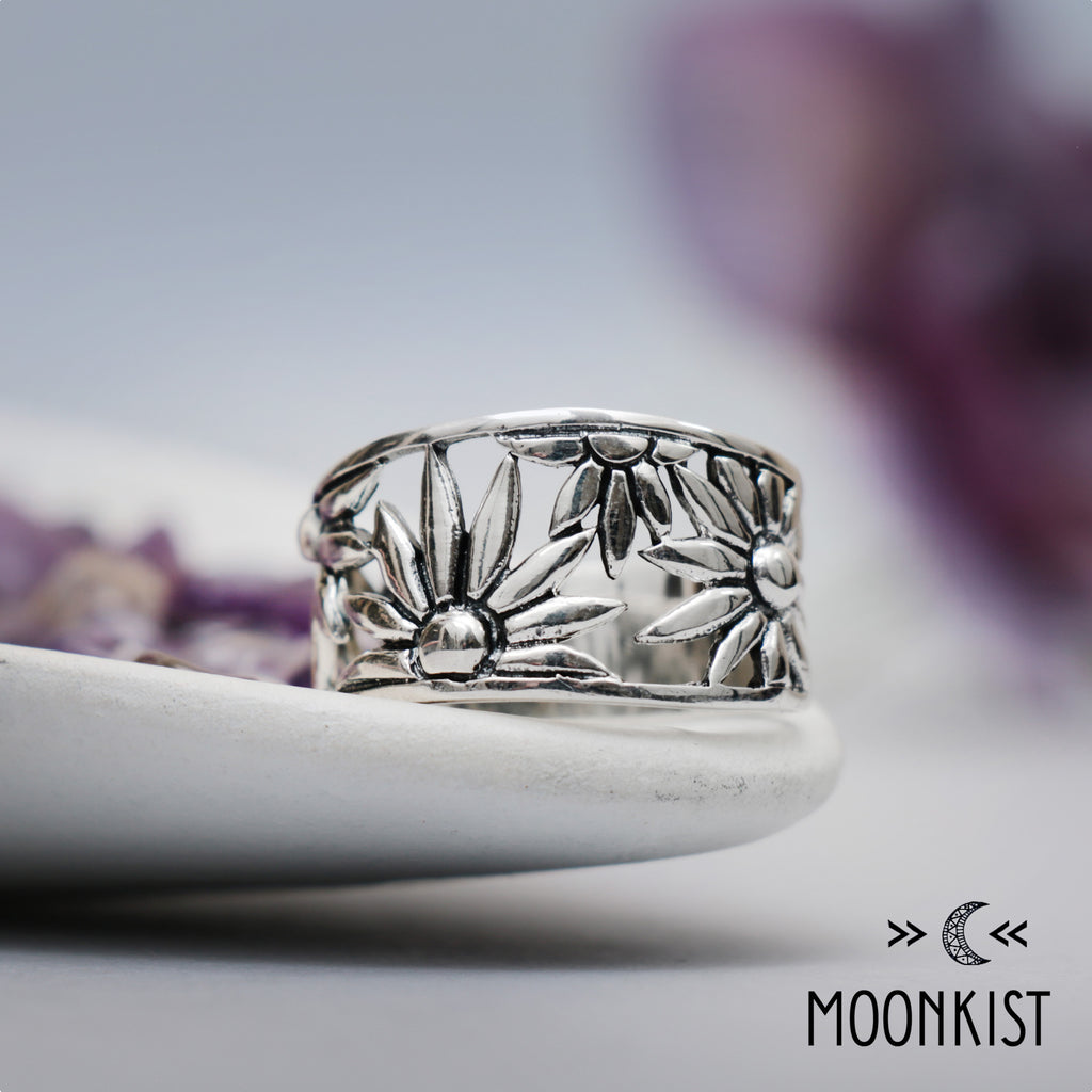 Sterling Silver Botanical Cutout Ring | Moonkist Designs