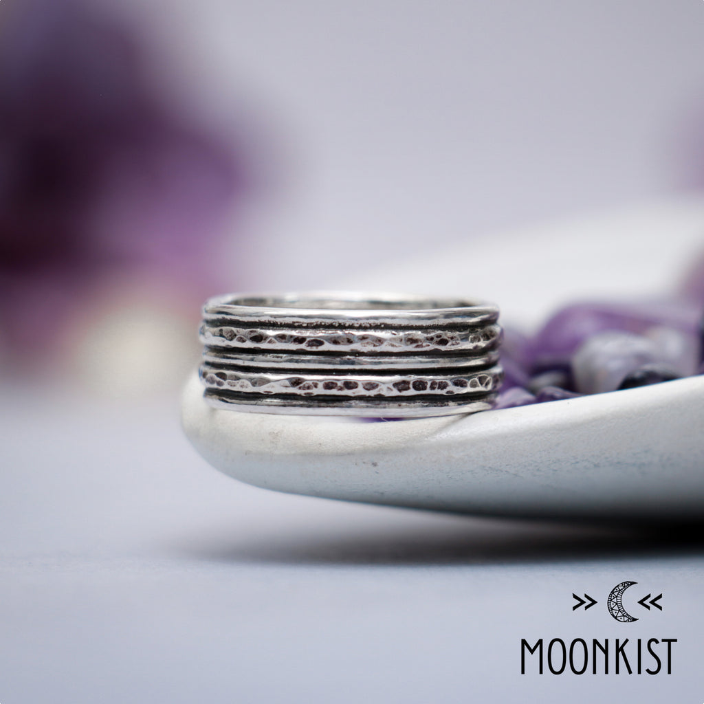 Classic Silver Hammered Mens Wedding Band | Moonkist Designs