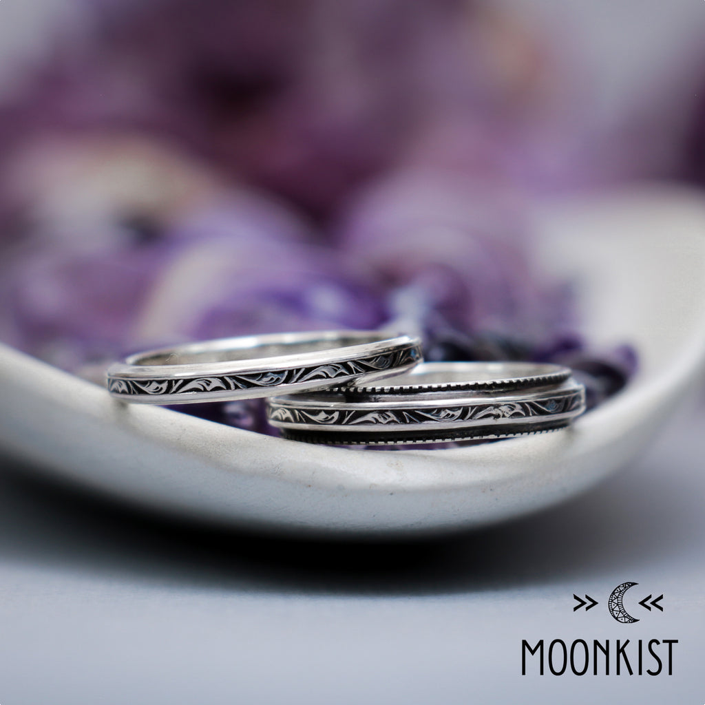 Edwardian Vintage Inspired Wedding Ring Set | Moonkist Designs
