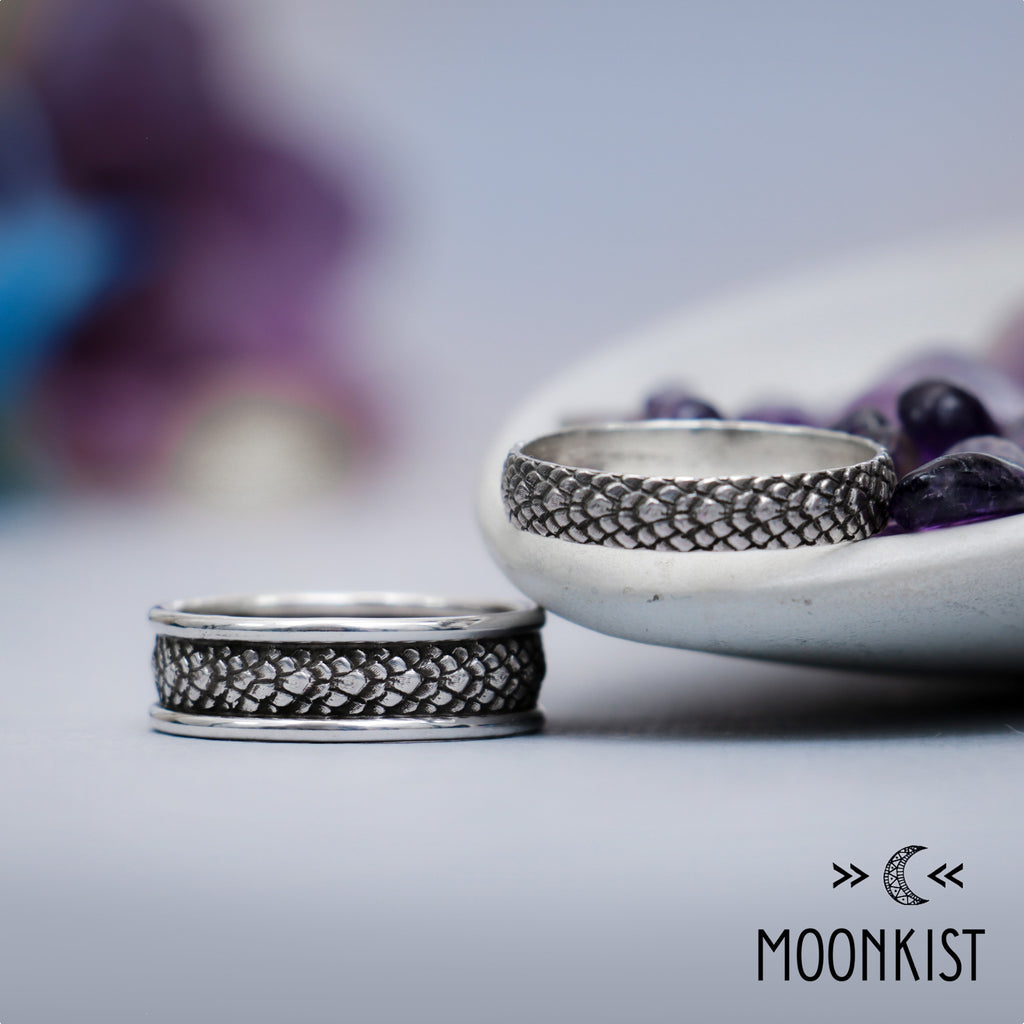 Dragon Wedding Band Set 925 Sterling Silver | Moonkist Designs