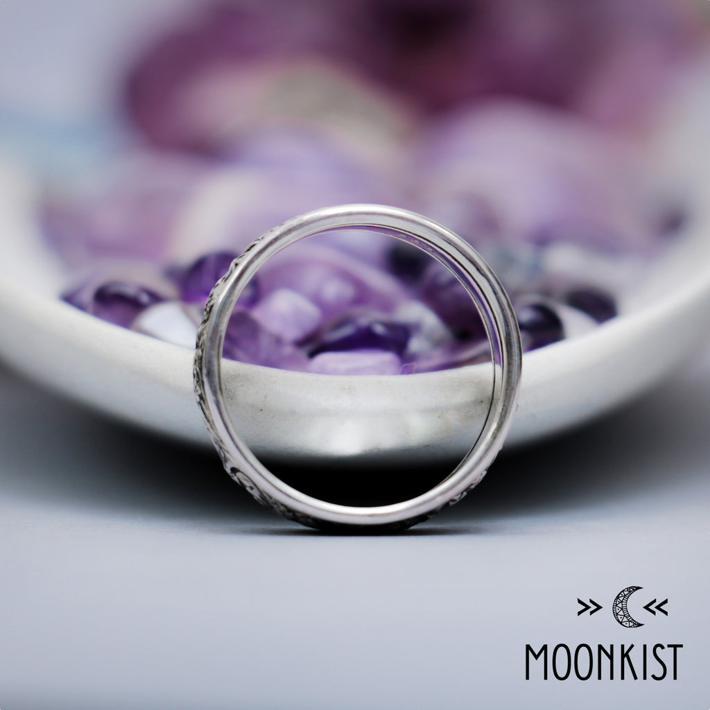 Wide Silver Wildflower Floral Wedding Band | Moonkist Designs