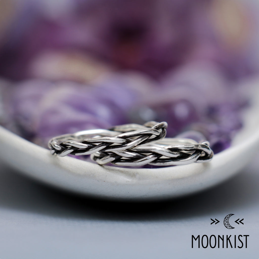 Silver Braided Wedding Ring Set | Moonkist Designs