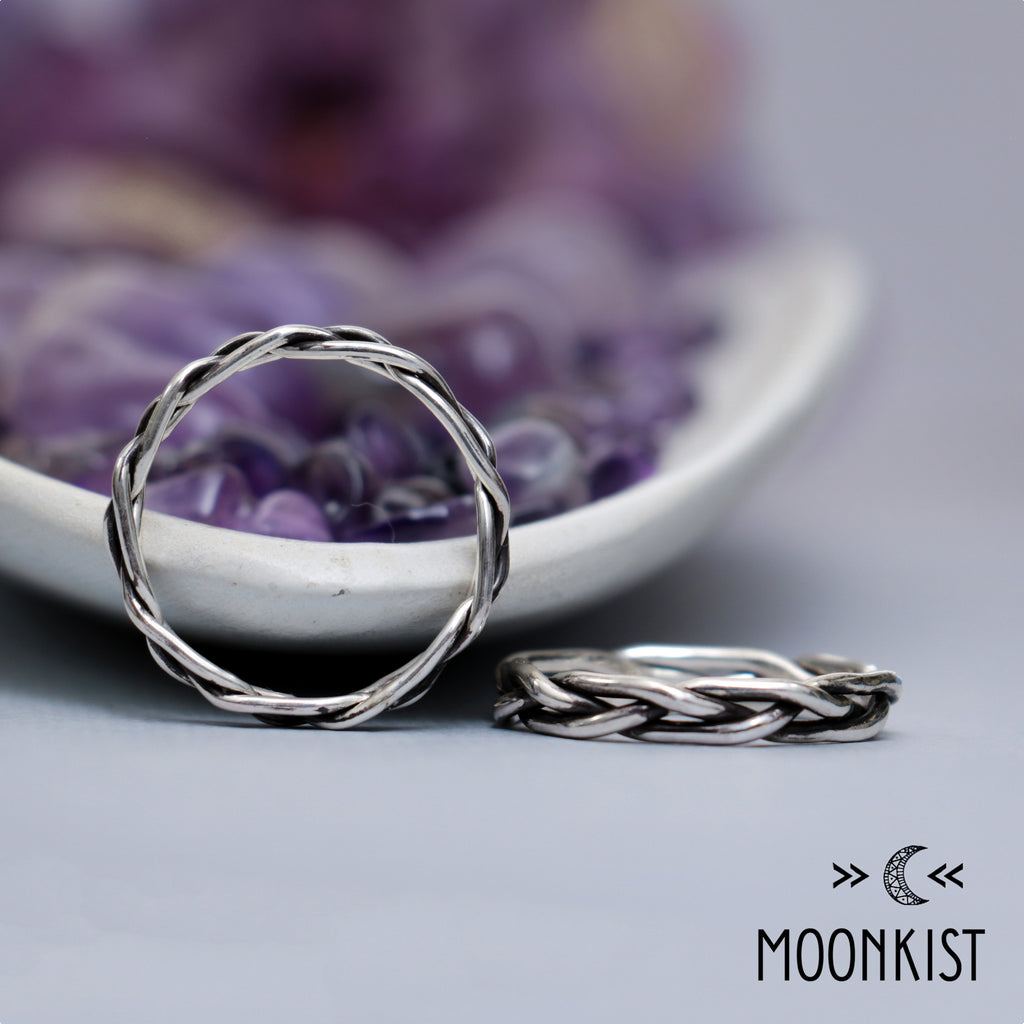 Silver Braided Wedding Ring Set | Moonkist Designs
