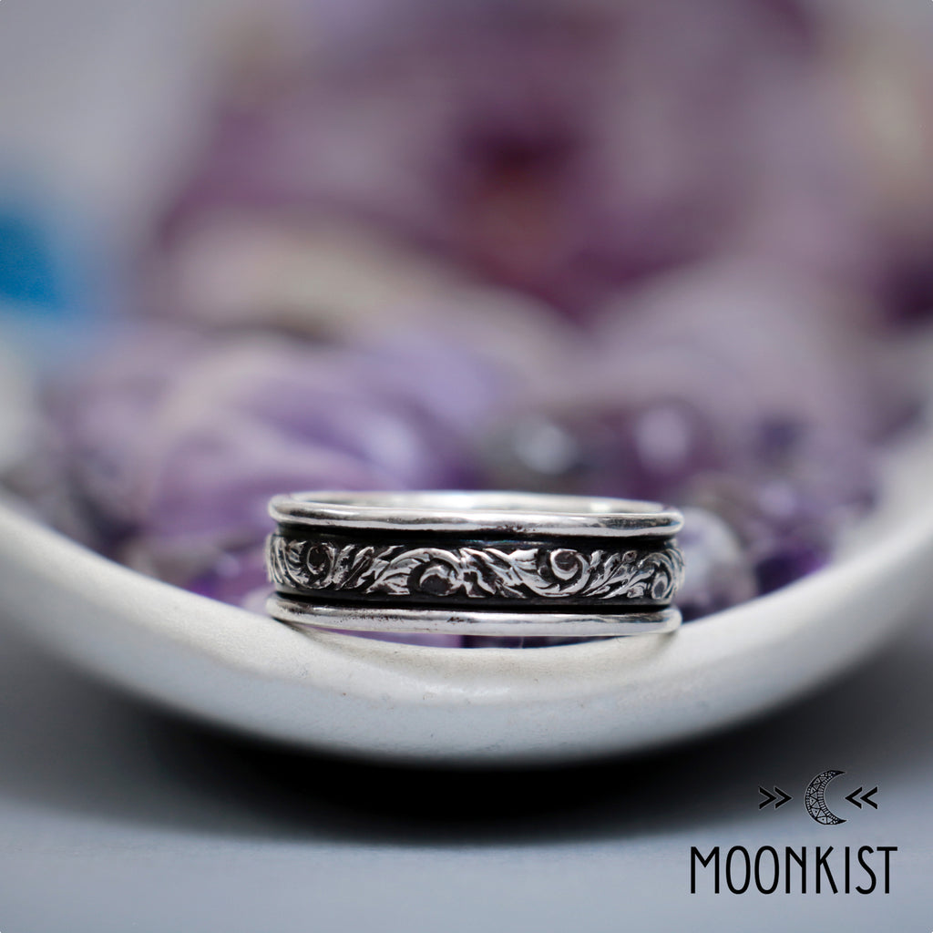 Wide Silver Curling Vine Wedding Ring | Moonkist Designs