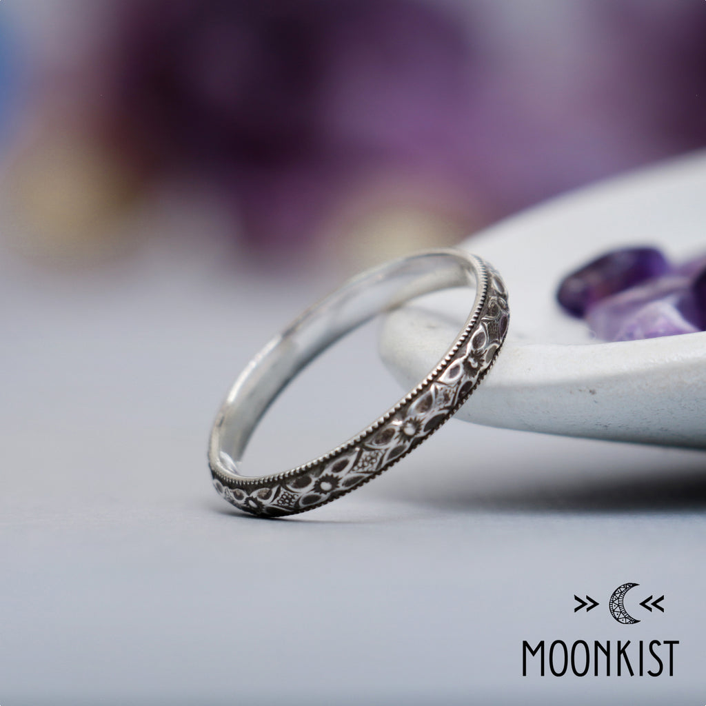 Sterling Silver Womens Milgrain Wedding Ring | Moonkist Designs