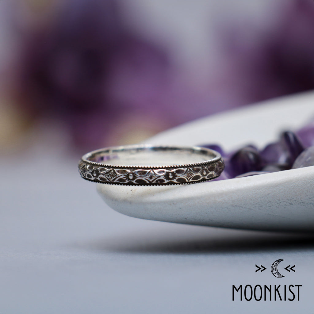 Sterling Silver Womens Milgrain Wedding Ring | Moonkist Designs
