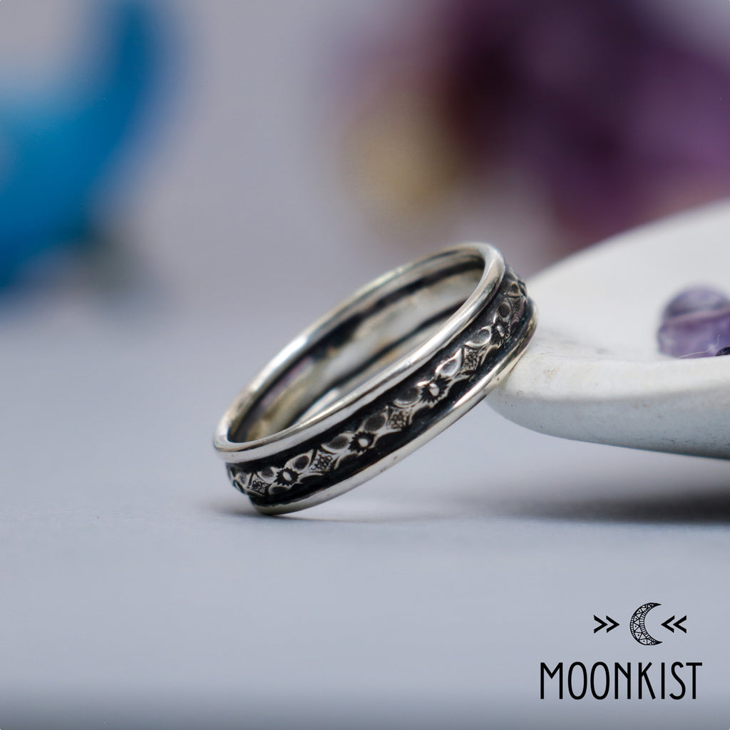 Wide Silver Renaissance Wedding Ring | Moonkist Designs