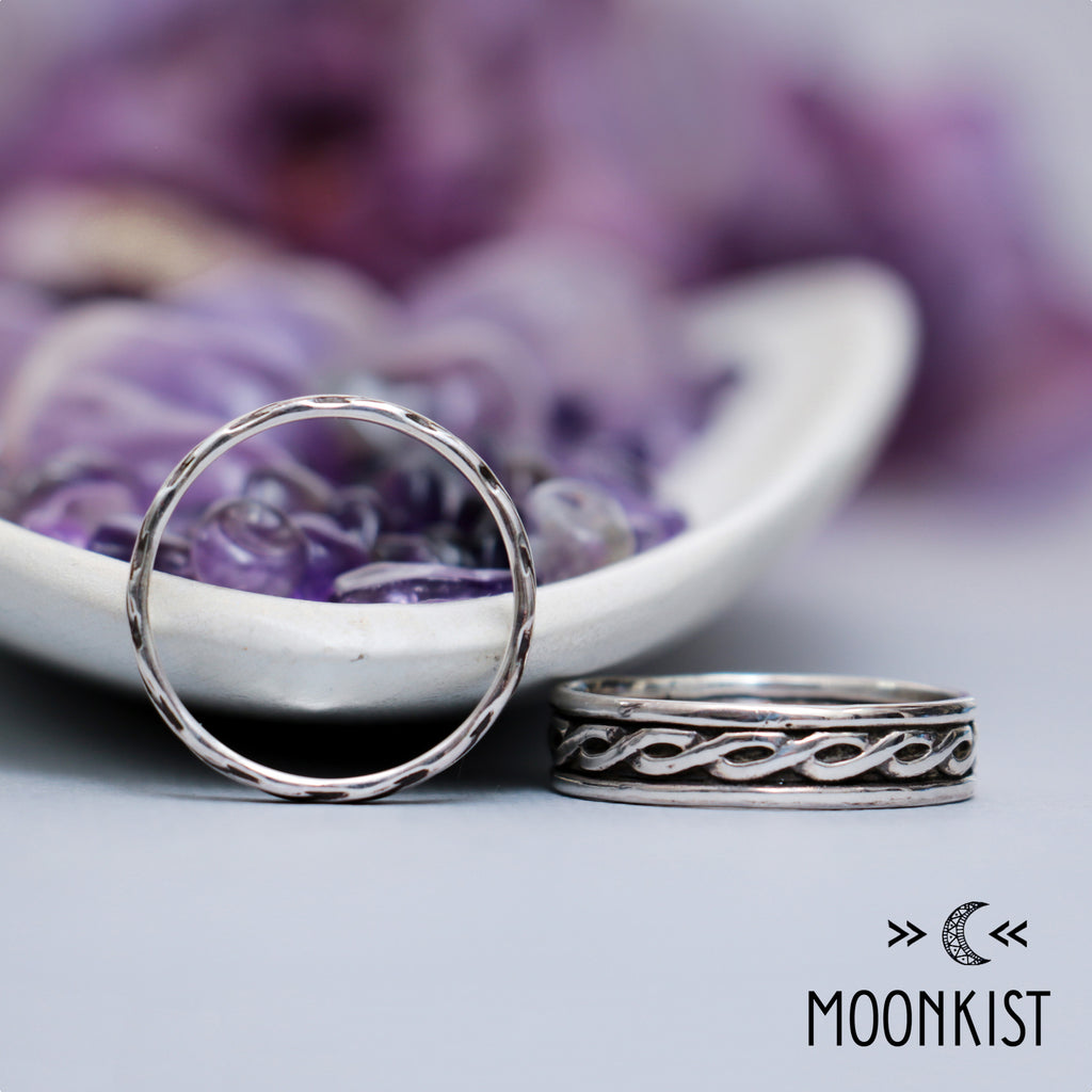 Silver Celtic Wedding Band Set | Moonkist Designs