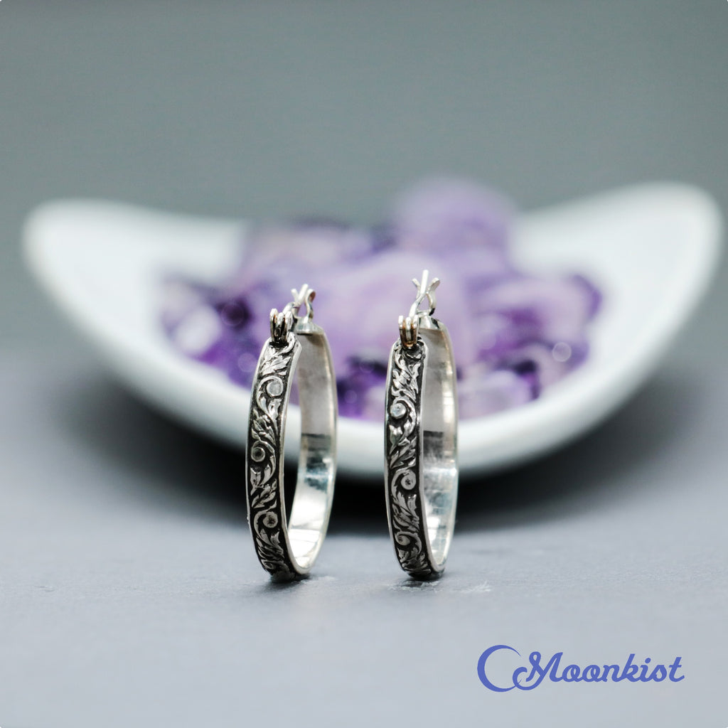 Tendril and Vine Sterling Silver Hoop Earrings | Moonkist Designs | Moonkist Designs