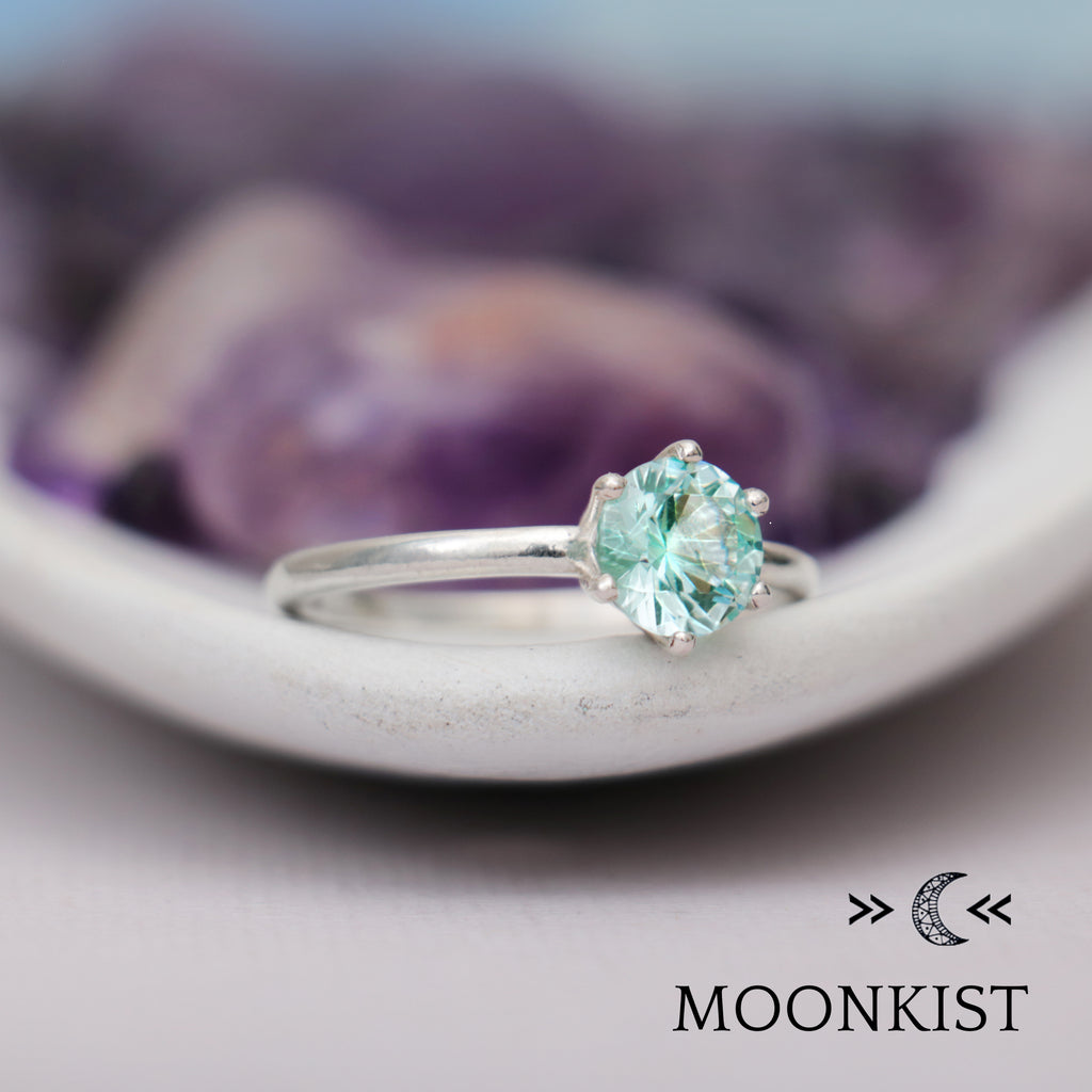 Sterling Silver Seafoam Green Engagement Ring | Moonkist Designs | Moonkist Designs