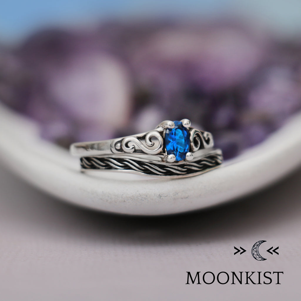 Sterling Silver Antique Style Engagement Ring Set | Moonkist Designs | Moonkist Designs