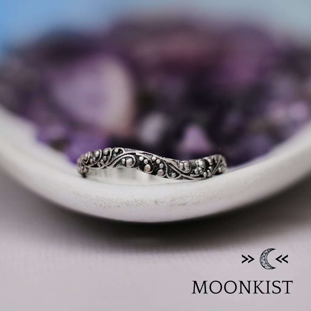 Sterling Silver Delicate Vine Curved wedding band | Moonkist Designs | Moonkist Designs