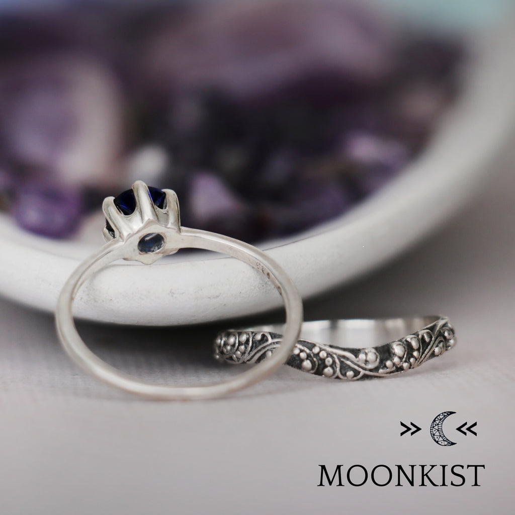 Sterling Silver Retro Engagement Ring Set | Moonkist Designs | Moonkist Designs