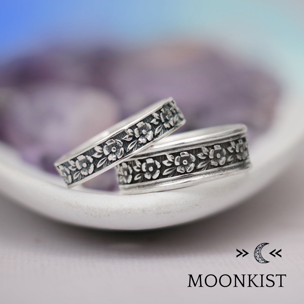 Antique Style Garden Wedding Ring Set  | Moonkist Designs | Moonkist Designs