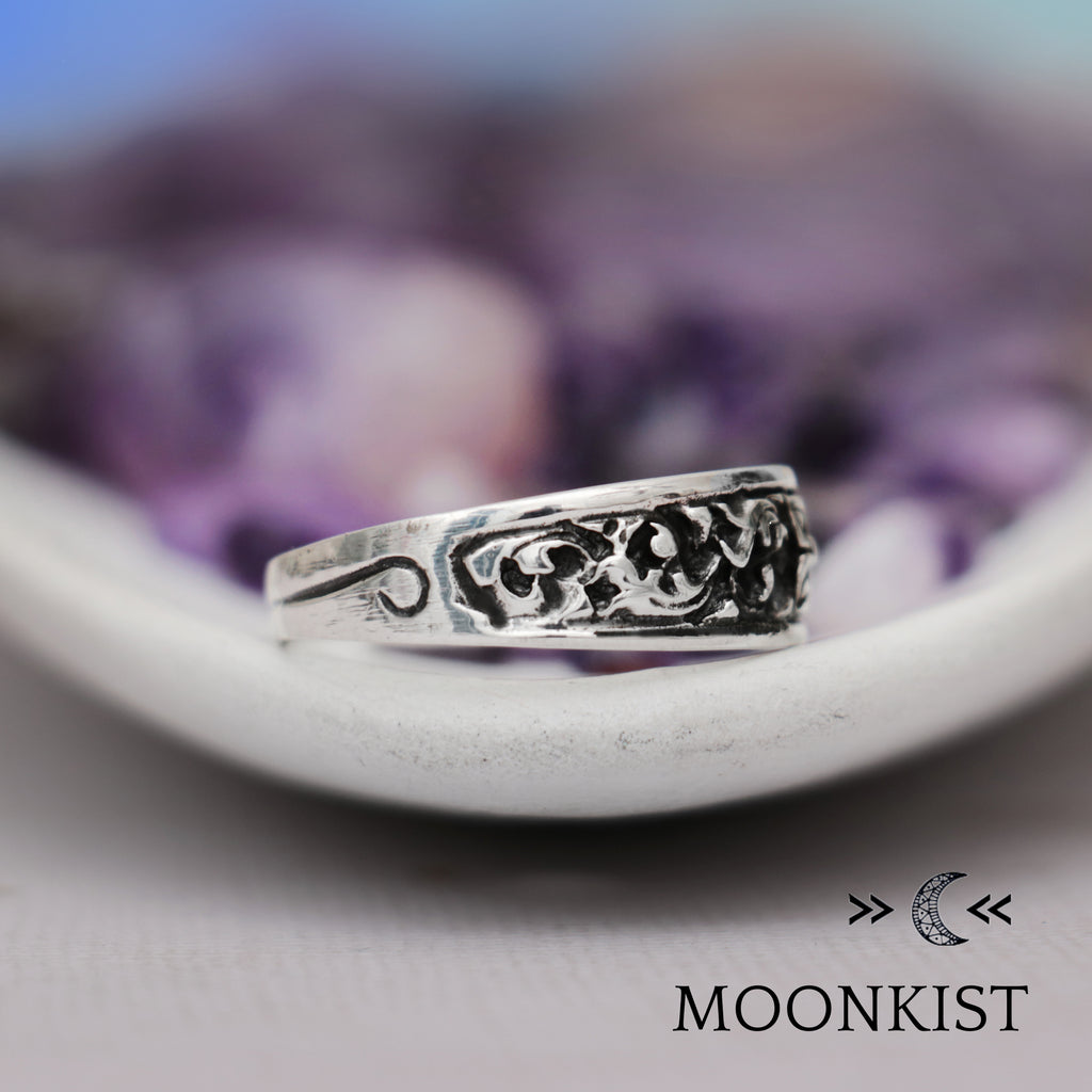 Sterling Silver Antique Style Womens Cross Wedding Band | Moonkist Designs | Moonkist Designs