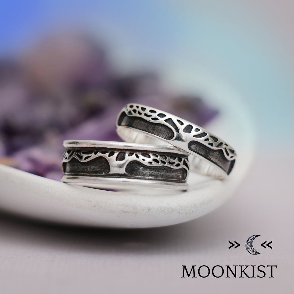 Oak Tree Wedding Band Set for Men and Women  | Moonkist Designs | Moonkist Designs