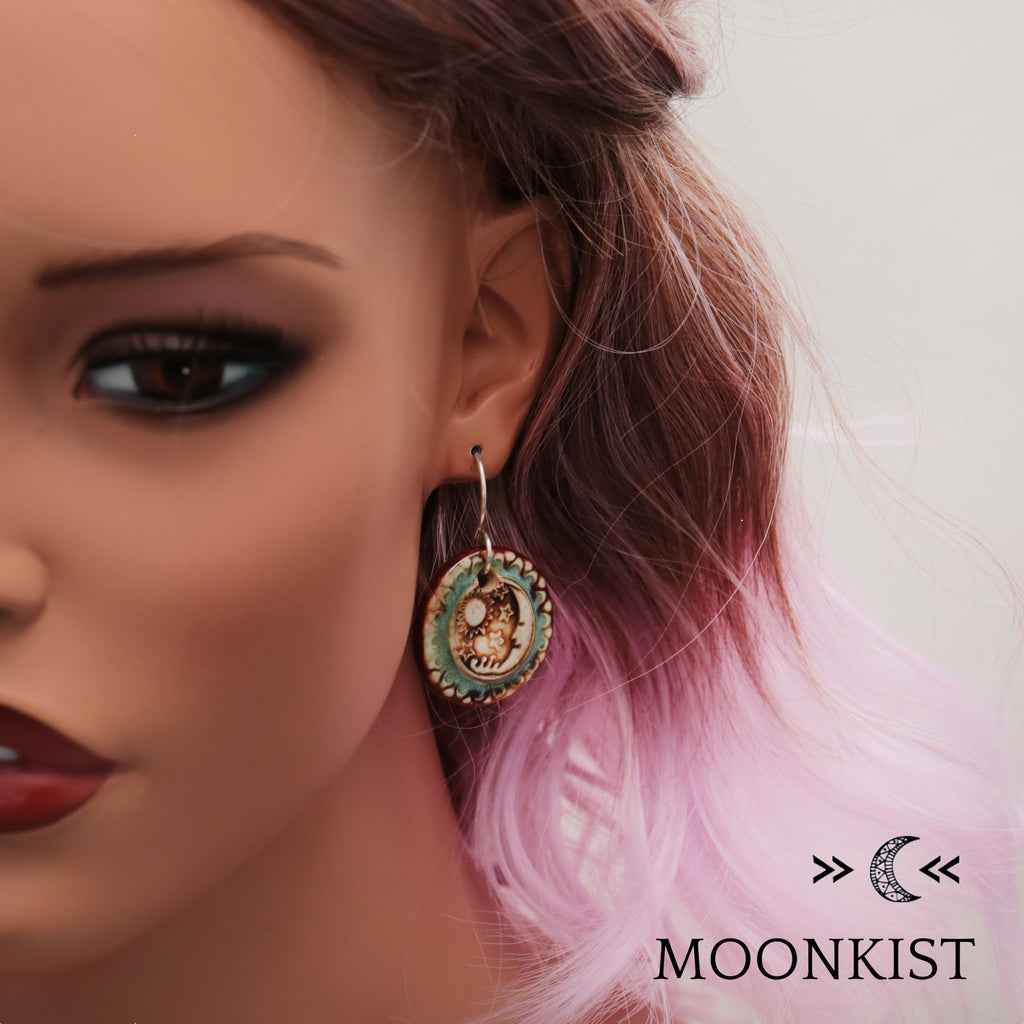 Sun and Moon Celestial Ceramic Earrings  | Moonkist Designs | Moonkist Designs