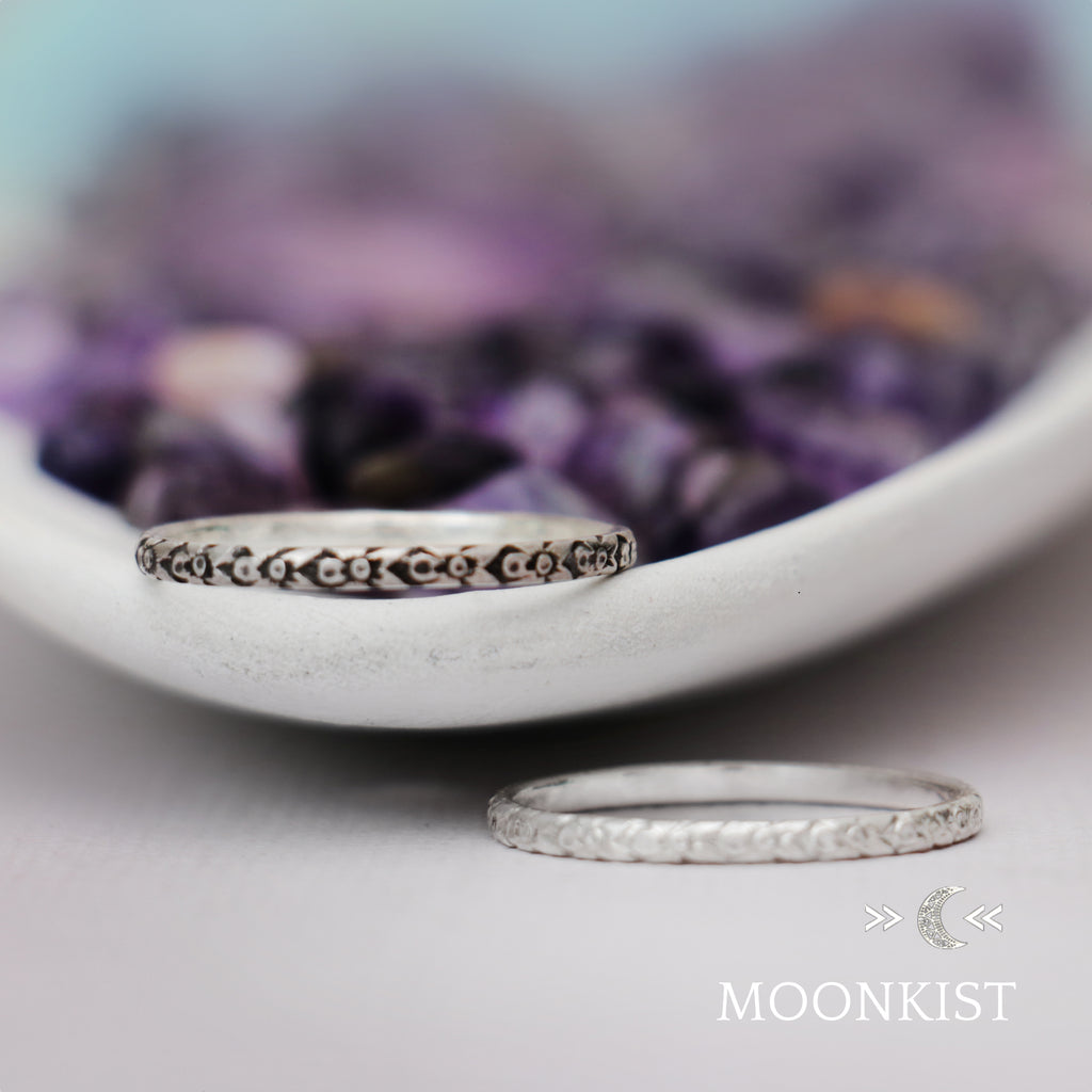 Narrow Iris Flower Wedding Band Ring| Moonkist Designs | Moonkist Designs