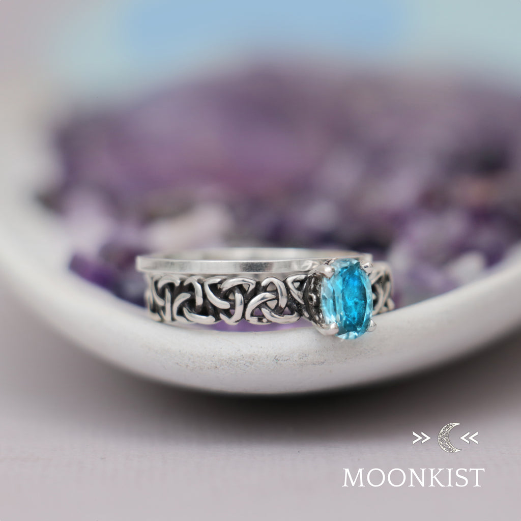 Sterling Silver Trinity Celtic Engagement Ring Set  | Moonkist Designs | Moonkist Designs