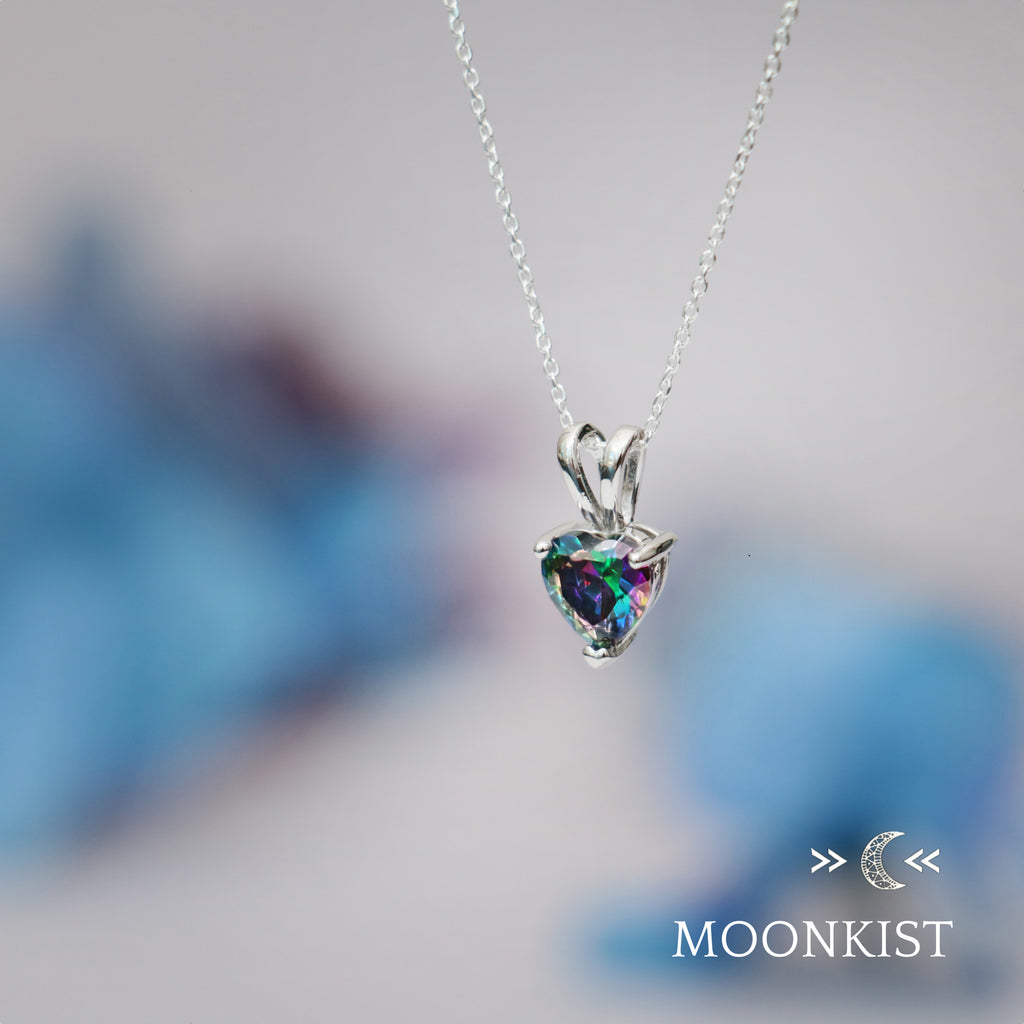 Dainty Mystic Topaz CZ Heart Necklace | Moonkist Designs